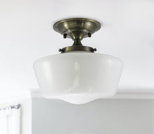 Load image into Gallery viewer, Semi-Flush Opal Glass Schoolhouse Fixture

