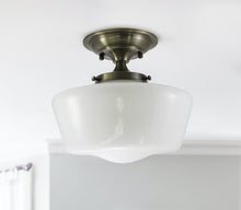 Load image into Gallery viewer, Semi-Flush Opal Glass Schoolhouse Fixture