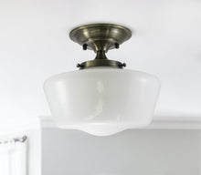 Load image into Gallery viewer, Medium Semi-Flush Opal Glass Schoolhouse Fixture