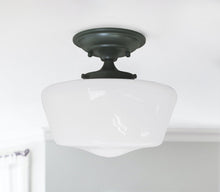 Load image into Gallery viewer, Medium Semi-Flush Opal Glass Schoolhouse Fixture