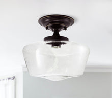 Load image into Gallery viewer, Semi-Flush Clear Seedy Glass Schoolhouse Fixture
